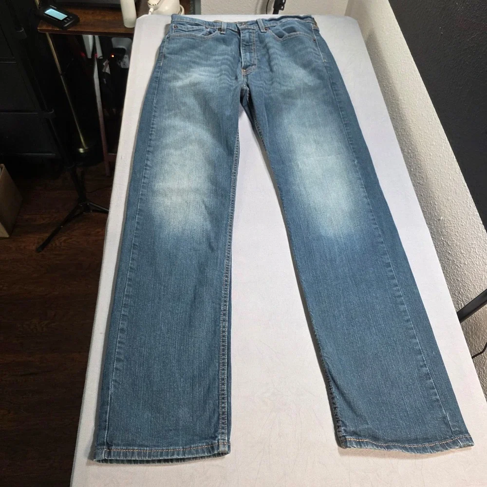 Levis 505 Regular Fit Mens Jeans 34x34 Medium Wash Blue Straight Leg Denim‎